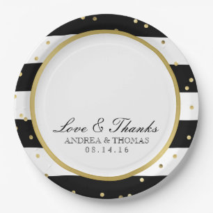 Plato De Papel Rayas esparcantes   Placas de bodas elegantes