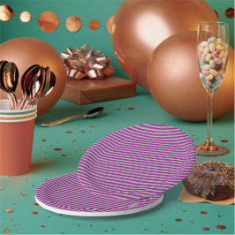 Plato De Papel Rayas finas vintage púrpura y gris