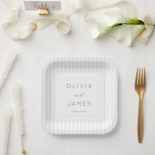 Plato De Papel Rayas Grises Sofisticadas