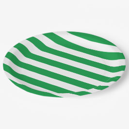 Plato De Papel Rayas gruesas y negras verdes y blancas