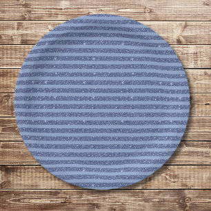 Plato De Papel Rayas horizontales estilo brillo índigo oscuro