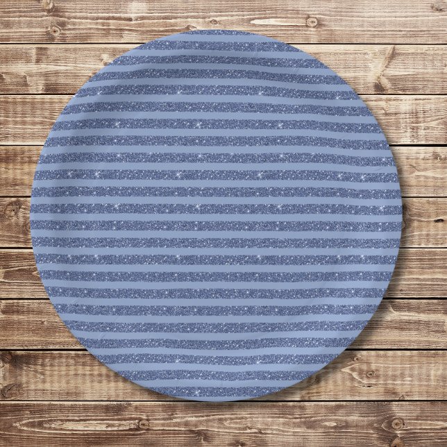 Plato De Papel Rayas horizontales estilo brillo índigo oscuro (Subido por el creador)
