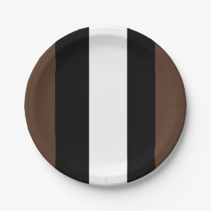 Plato De Papel Rayas marrones, negras y blancas