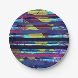 Plato De Papel Rayas metálicas