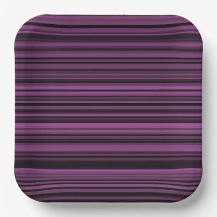 Plato De Papel Rayas Negras Moradas Abstractas