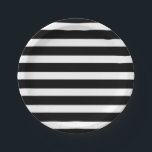 Plato De Papel Rayas Negras y Blancas Estilo de Raya Fiesta<br><div class="desc">Personaliza con cualquier texto. Están disponibles artículos coincidentes.</div>