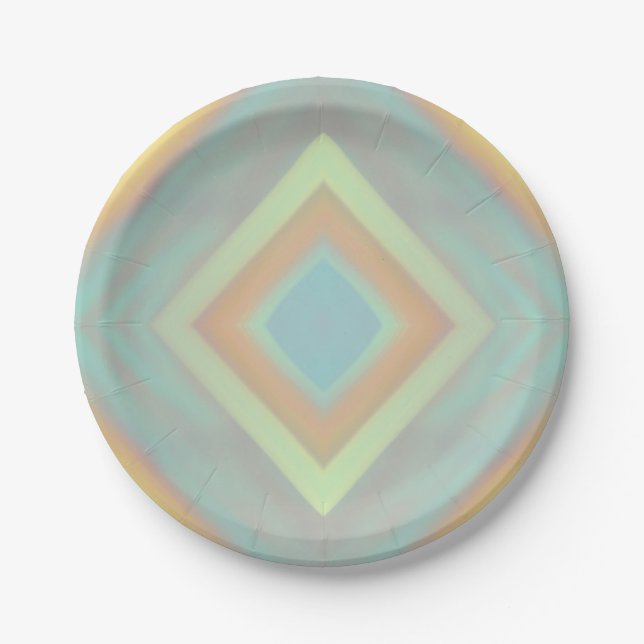 Plato De Papel Rayas pastel costeras de playa (Anverso)