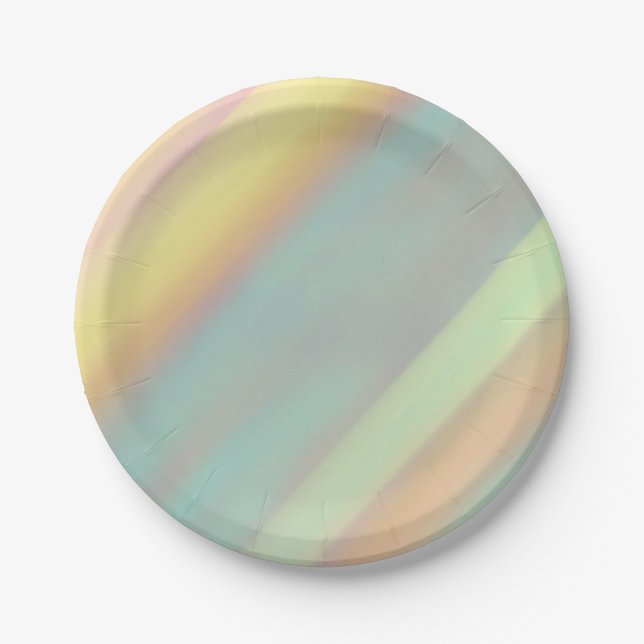 Plato De Papel Rayas pastel costeras de playa (Anverso)