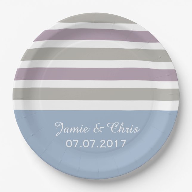 Plato De Papel Rayas Patrón personalizado placas de papel (Anverso)