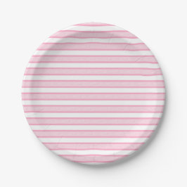 Plato De Papel Rayas redondeadas rosadas