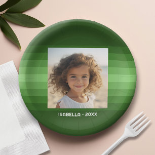 Plato De Papel Rayas retro - Navidades verdes - Foto simple