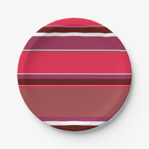 Plato De Papel Rayas rojas