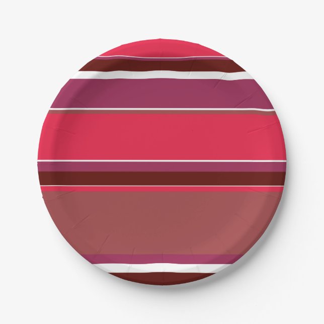 Plato De Papel Rayas rojas (Anverso)