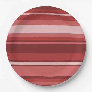 Plato De Papel Rayas rojas