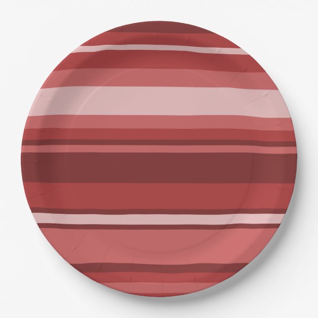 Plato De Papel Rayas rojas (Anverso)