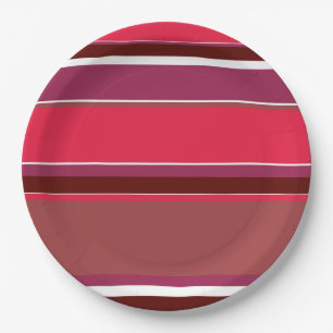 Plato De Papel Rayas rojas