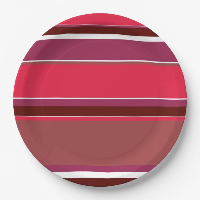 Plato De Papel Rayas rojas (Anverso)