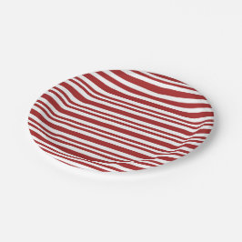 Plato De Papel Rayas rojas y blancas festivas