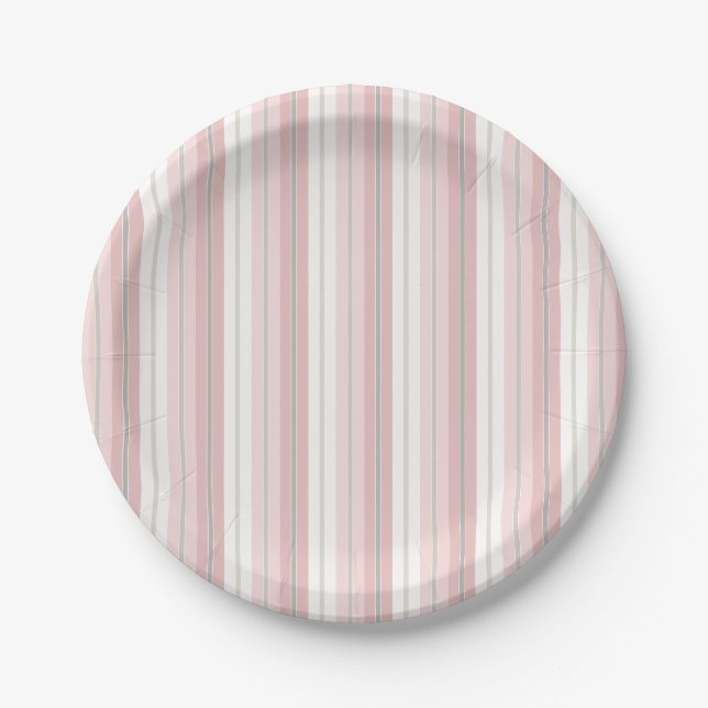 Plato De Papel Rayas rosadas (Anverso)
