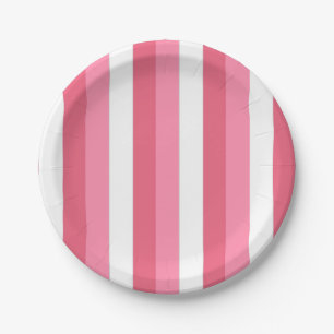 Plato De Papel Rayas rosadas