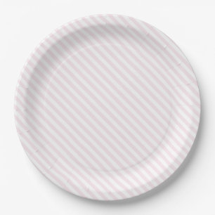 Plato De Papel Rayas rosadas y blancas - placas de papel