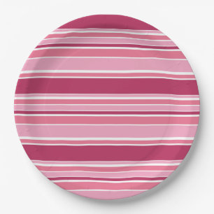 Plato De Papel Rayas rosas