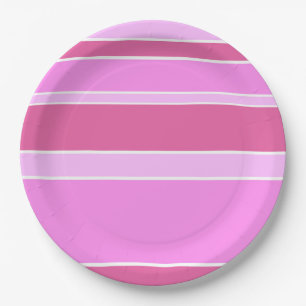 Plato De Papel Rayas rosas