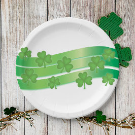 Plato De Papel Rayas Shamrock
