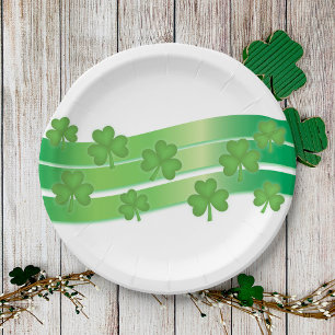 Plato De Papel Rayas Shamrock