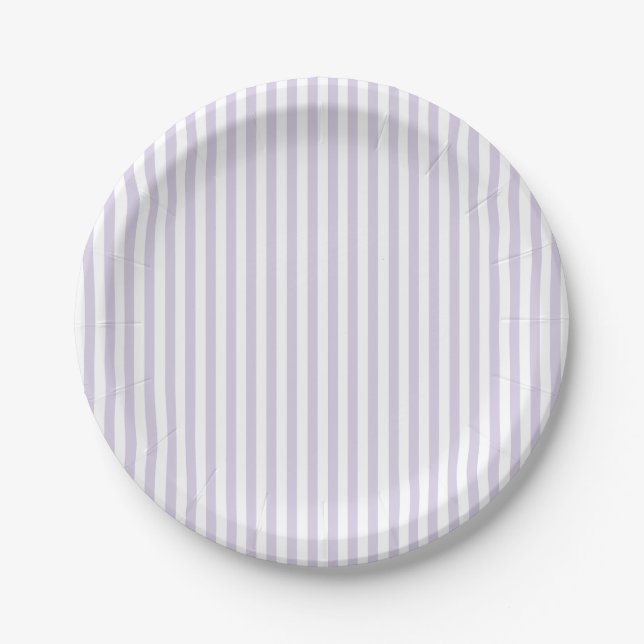 Plato De Papel Rayas Simples - Lavanda Polvorienta (Anverso)