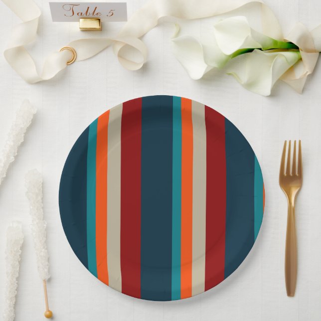 Plato De Papel Rayas suroeste 17 (Boda)