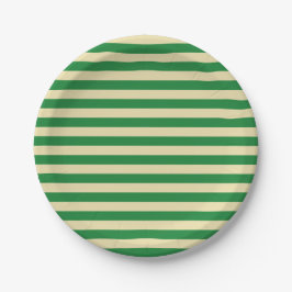 Plato De Papel Rayas verde oscuro y beige