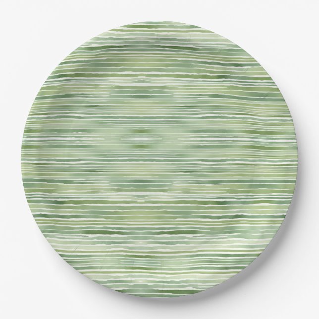 Plato De Papel Rayas Verdes  (Anverso)