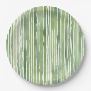 Plato De Papel Rayas Verdes