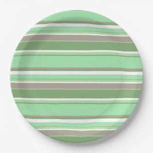 Plato De Papel Rayas verdes pálidas