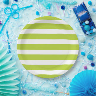 Plato De Papel Rayas verdes y blancas de Apple