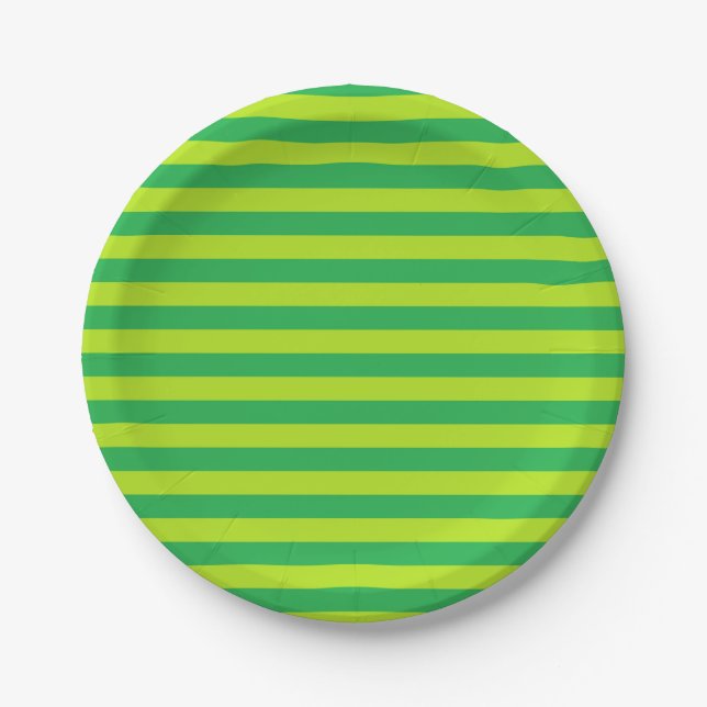 Plato De Papel Rayas verdes y livianas (Anverso)