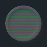 Plato De Papel Rayas verdes y púrpura<br><div class="desc">Arte digital abstracto de rayas verdes y violetas de bosque</div>
