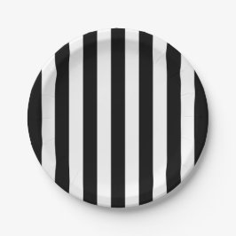 Plato De Papel Rayas verticales de moda Banda Negra Y Blanca
