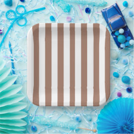 Plato De Papel Rayas verticales vintage Mocha Mousse Blanco