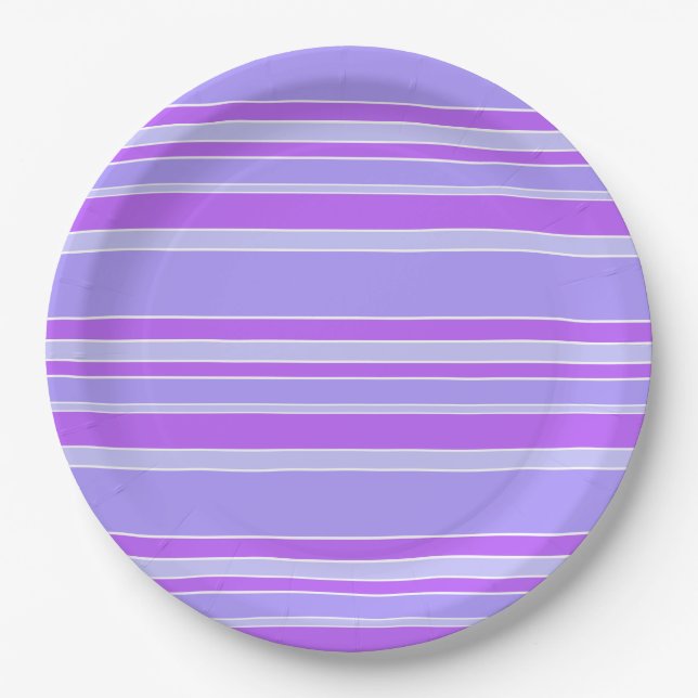 Plato De Papel Rayas violetas (Anverso)