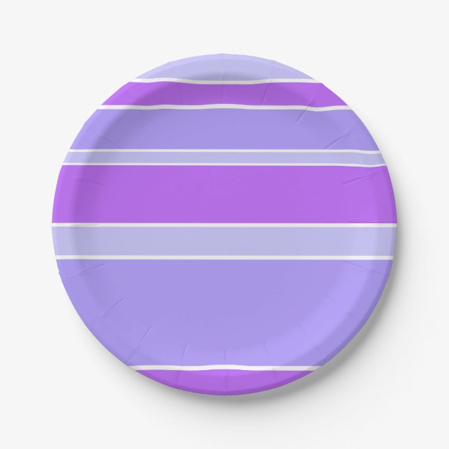 Plato De Papel Rayas violetas (Anverso)