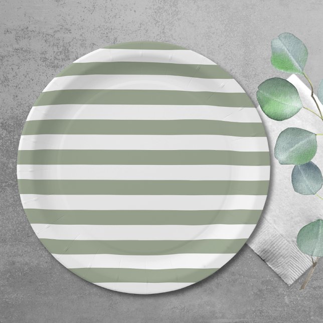 Plato De Papel Rayo verde claro y franja blanca (Subido por el creador)