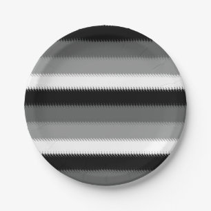 Plato De Papel Rayos grises negros Ash franja blanca