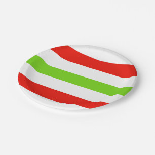 Plato De Papel Rayos verde rojo blanco