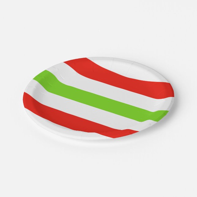 Plato De Papel Rayos verde rojo blanco (Angular)
