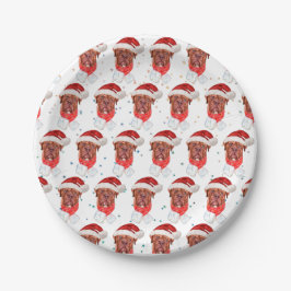 Plato De Papel Raza de perro mastín francés Navidad