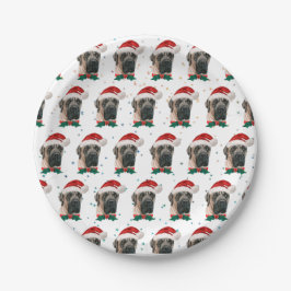 Plato De Papel Raza de perro Mastín Inglés Navidad