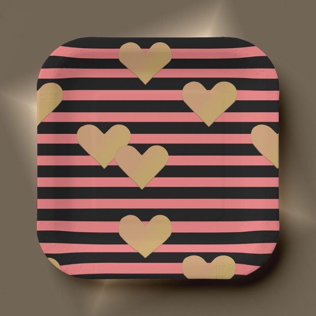 Plato De Papel Razas rosadas y negras Valentine (Subido por el creador)