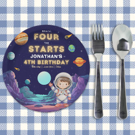 Plato De Papel Reach Four the Stars Space Birthday 4th